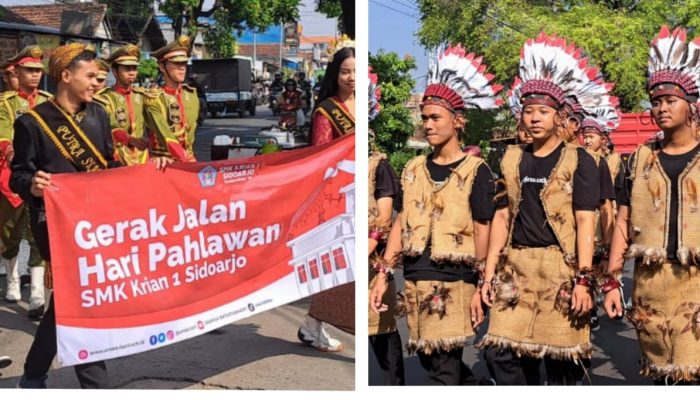 SMK Krian 1 Sidoarjo Peringati Hari Pahlawan Nasional Dengan Gerak Jalan Nusantara