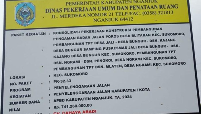 Giat Proyek Penyelenggaraan Jalan TPT Oleh Dinas PUPR Kabupaten Nganjuk Selesai Di Kerjakan