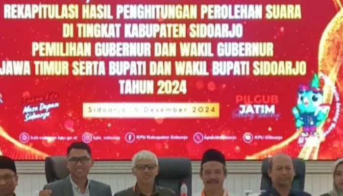 Para Komisioner KPU Sidoarjo Bersama Perwakilan Tim Pemenangan Pasangan Calon Pilkada Sidoarjo Tahun 2024