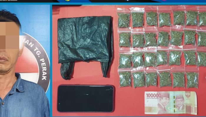 Satresnarkoba Polres Pelabuhan Tanjung Perak Amankan Seorang Penjaga Warkop Kedapatan Simpan Ganja Kering