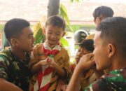 Satgas TMMD Kodim 0809/Kediri Bersama Siswa MI Berkumpul di Desa Gadungan Kecamatan Puncu