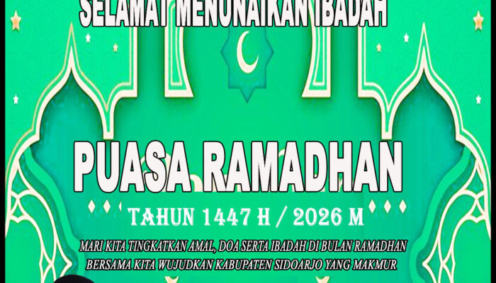 Segenap Pimpinan dan Anggota DPRD Kabupaten Sidoarjo Mengucapkan Selamat Menunaikan Ibadah Puasa di Bulan Ramadhan Tahun 1447 H / 2026 M