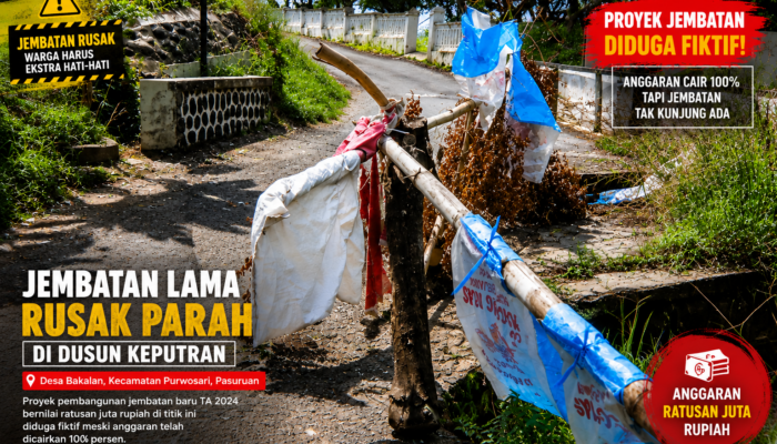 Diduga Fiktif 100 Persen, Proyek Jembatan Dana Desa TA 2024 di Desa Bakalan Purwosari Dilaporkan ke Polisi