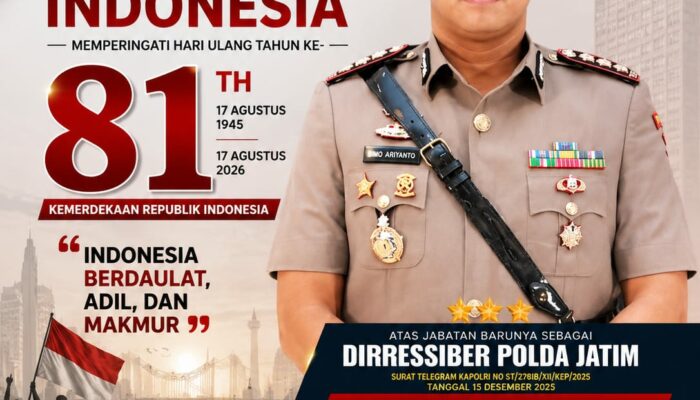 KBP Bimo Ariyanto, Dirressiber Polda Jatim Mengucapkan Selamat Peringatan Dirgahayu Republik Indonesia ke-81 Th, 17 Agustus 2026