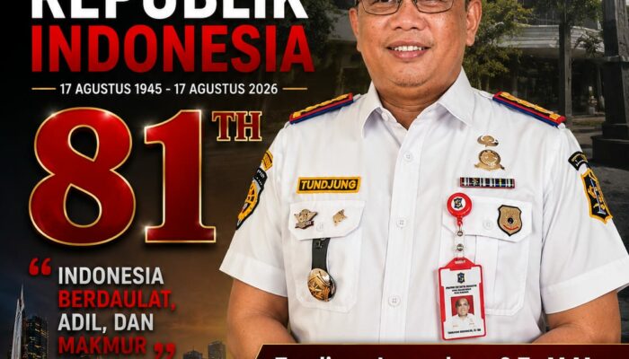 Tandjung Iswandaru, Kepala Bakesbanpol Surabaya Mengucapkan Selamat Peringatan Dirgahayu Republik Indonesia ke-81 Th, 17 Agustus 2026