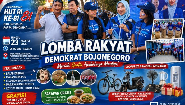 Semarak HUT RI dan HUT Demokrat, Bojonegoro Digelar Lomba Rakyat Gratis Berhadiah Sepeda hingga Sepeda Listrik