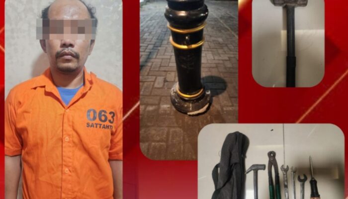 Polsek Pabean Cantikan Amankan DPO Pencuri 14 Bollard Di Kawasan Kembang Jepun.